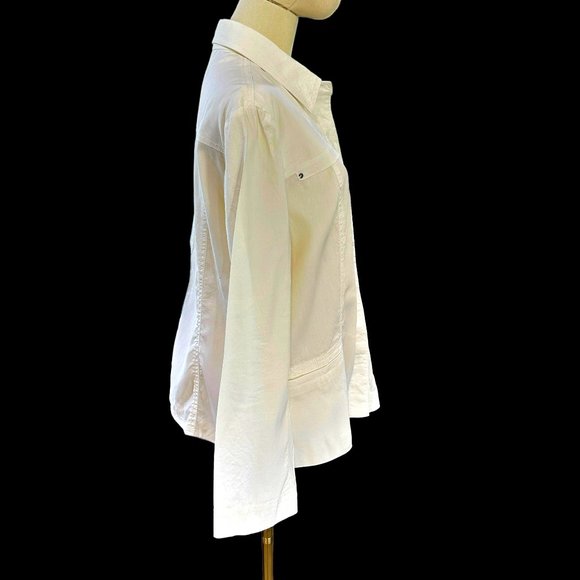 Coldwater Creek Lightweight Jacket Size 14 White Blazer Snap Front Shacket EUC - Picture 5 of 10